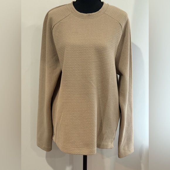 New FLX M Beige Textured Long Sleeve Sweater w Pockets & Stretch 833 - Picture 1 of 10
